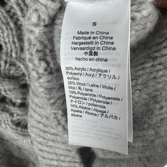 J. Crew Cable Knit Pointelle Gray Sweater Womens Small Alpaca Wool Gray Flowers - Picture 6 of 8